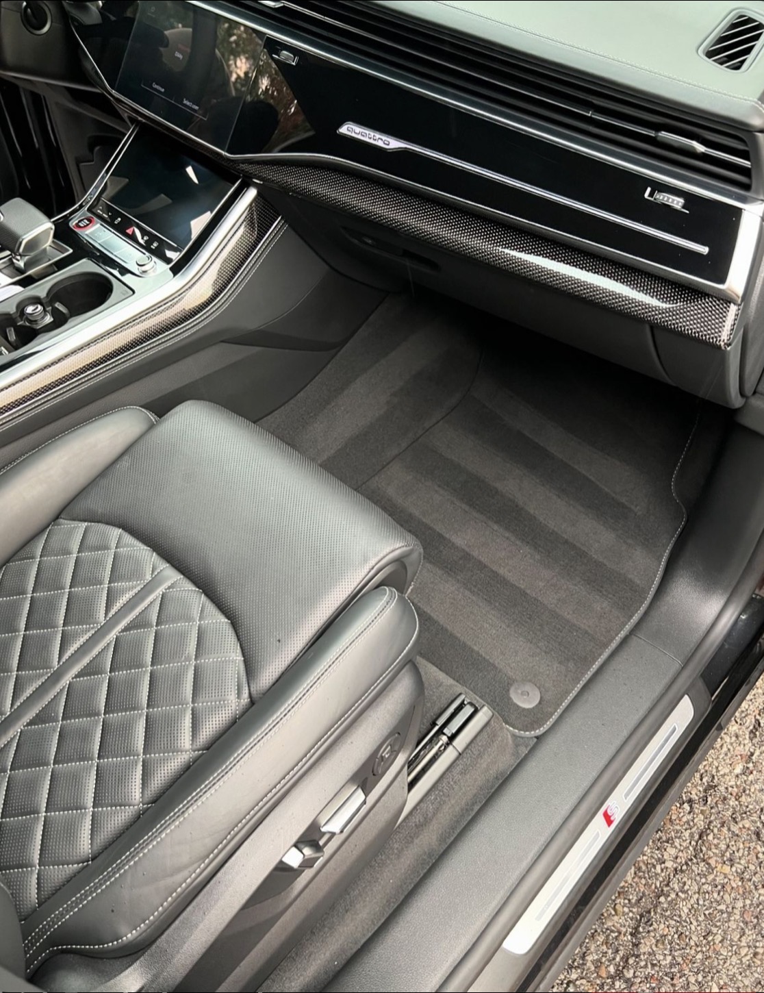 Detailed Audi interior with spotless carpet and leather seats